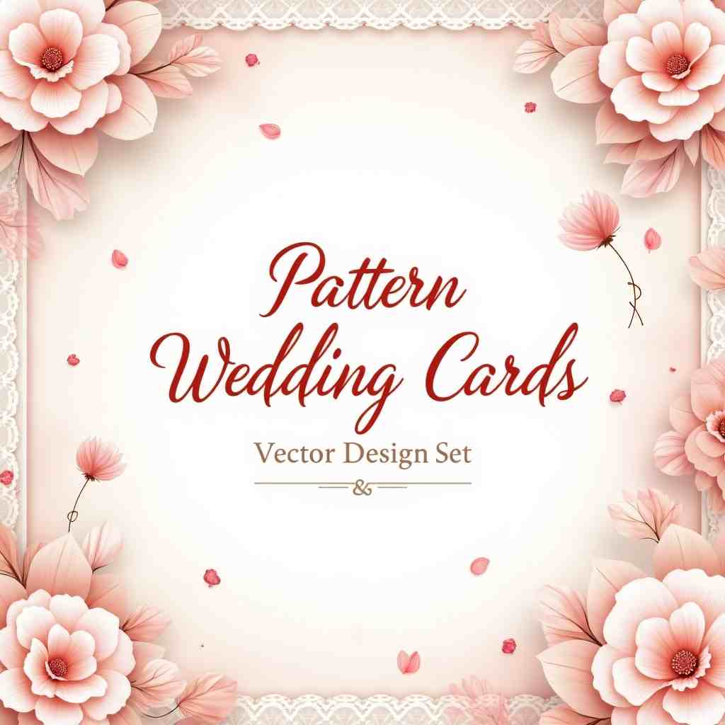 Pattern decorating wedding cards vector design set